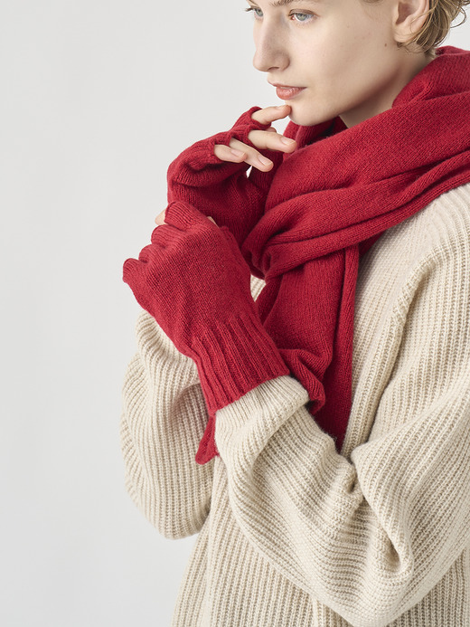 ［Eco Cashmere］カシミヤ混 フィンガーレスニットグローブ | MIST | 5G 詳細画像 VERMILLION 4