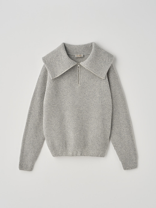 ［Eco Cashmere］カシミヤ混 ハーフジップ ビッグカラー長袖ニットプルオーバー | NEWRY | 7G 詳細画像 POLAR 2