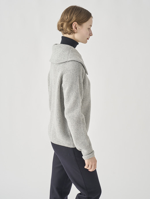 ［Eco Cashmere］カシミヤ混 ハーフジップ ビッグカラー長袖ニットプルオーバー | NEWRY | 7G 詳細画像 POLAR 6