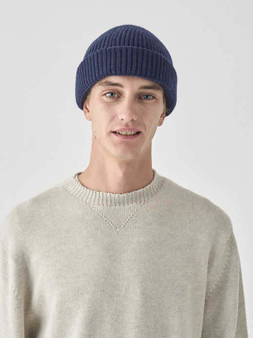 ［Eco Cashmere］カシミヤ混 リブ編ニットキャップ | ORAM | 5G 詳細画像 MIDNIGHT 1