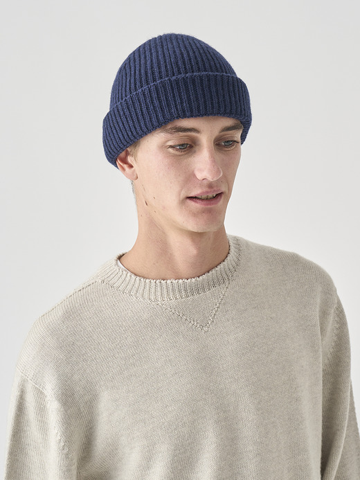 ［Eco Cashmere］カシミヤ混 リブ編ニットキャップ | ORAM | 5G 詳細画像 MIDNIGHT 2