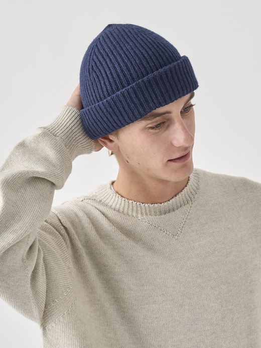 ［Eco Cashmere］カシミヤ混 リブ編ニットキャップ | ORAM | 5G 詳細画像 MIDNIGHT 3