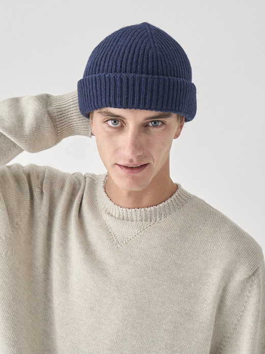 ［Eco Cashmere］カシミヤ混 リブ編ニットキャップ | ORAM | 5G 詳細画像 MIDNIGHT 4