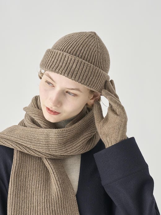 ［Eco Cashmere］カシミヤ混 リブ編ニットキャップ | ORAM | 5G 詳細画像 MUSHROOM 2