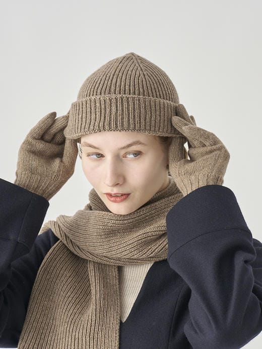 ［Eco Cashmere］カシミヤ混 リブ編ニットキャップ | ORAM | 5G 詳細画像 MUSHROOM 3