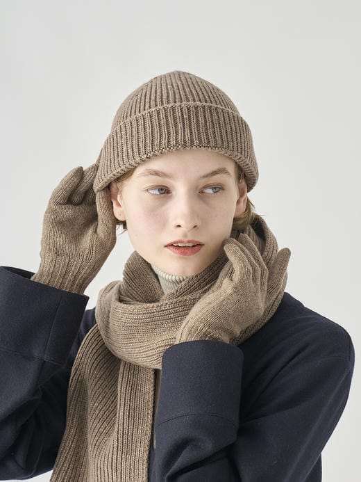 ［Eco Cashmere］カシミヤ混 リブ編ニットキャップ | ORAM | 5G 詳細画像 MUSHROOM 4