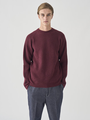 ［Eco Cashmere］カシミヤ混 クルーネック長袖ニットプルオーバー | OXNARD | 7G