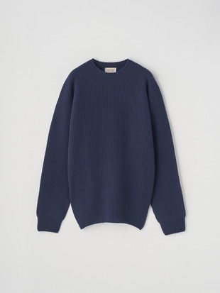 ［Eco Cashmere］カシミヤ混 クルーネック長袖ニットプルオーバー | OXNARD | 7G