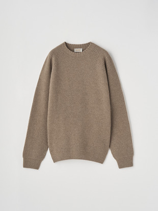 ［Eco Cashmere］カシミヤ混 クルーネック長袖ニットプルオーバー | OXNARD | 7G