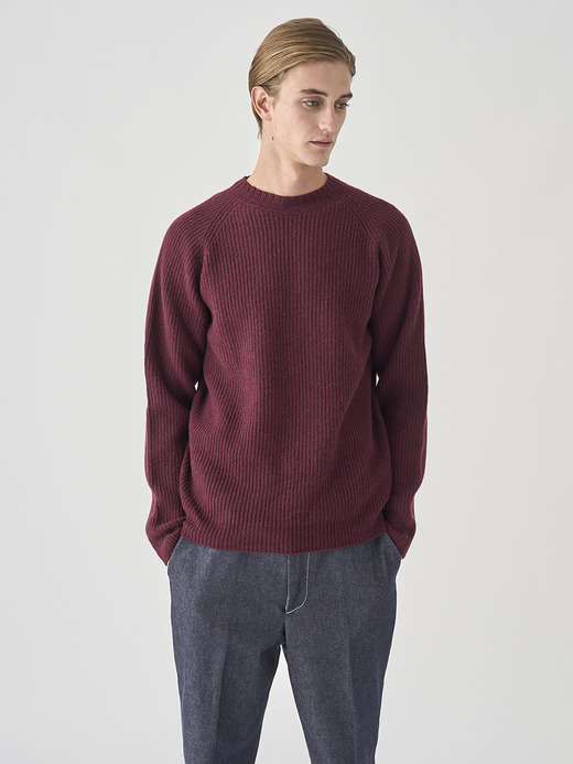 ［Eco Cashmere］カシミヤ混 クルーネック長袖ニットプルオーバー | OXNARD | 7G 詳細画像 CHICORY 3