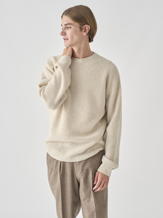 ［Eco Cashmere］カシミヤ混 クルーネック長袖ニットプルオーバー | OXNARD | 7G 詳細画像 PAMPAS 3