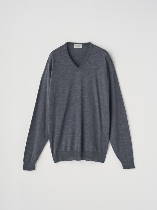Ｖネック長袖ニットプルオーバー | PACKHAM | 30G MODERN FIT 詳細画像 CHARCOAL 2