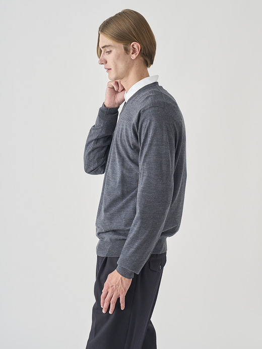 Ｖネック長袖ニットプルオーバー | PACKHAM | 30G MODERN FIT 詳細画像 CHARCOAL 4
