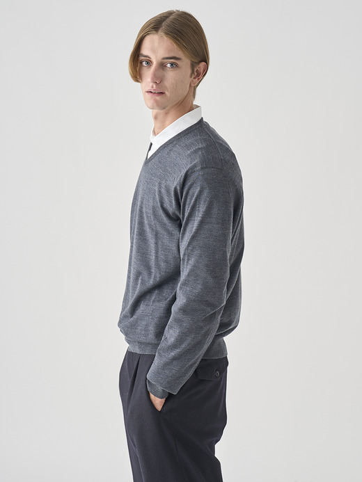 Ｖネック長袖ニットプルオーバー | PACKHAM | 30G MODERN FIT 詳細画像 CHARCOAL 7