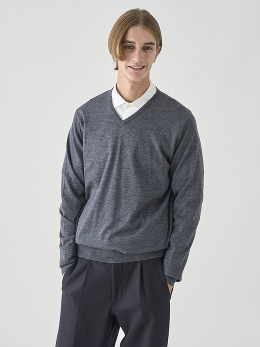Ｖネック長袖ニットプルオーバー | PACKHAM | 30G MODERN FIT 詳細画像 CHARCOAL 9