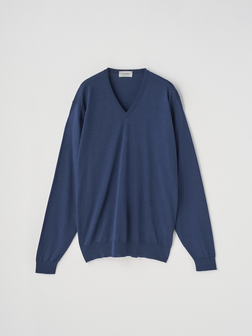 Ｖネック長袖ニットプルオーバー | PACKHAM | 30G MODERN FIT 詳細画像 HEMINGWAY BLUE 2