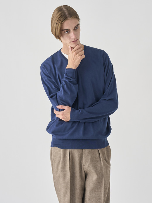 Ｖネック長袖ニットプルオーバー | PACKHAM | 30G MODERN FIT 詳細画像 HEMINGWAY BLUE 3