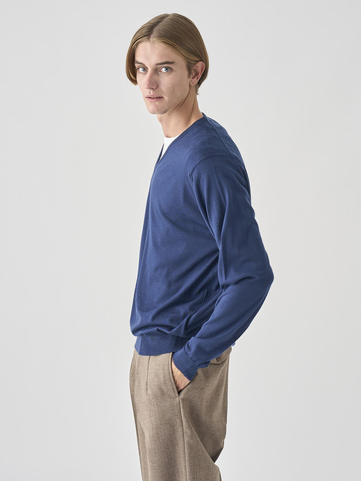 Ｖネック長袖ニットプルオーバー | PACKHAM | 30G MODERN FIT 詳細画像 HEMINGWAY BLUE 4