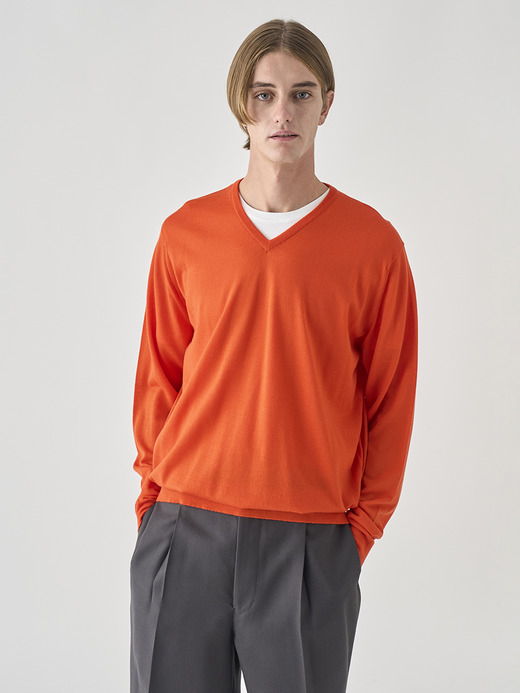 Ｖネック長袖ニットプルオーバー | PACKHAM | 30G MODERN FIT 詳細画像 HARDWICK ORANGE 1