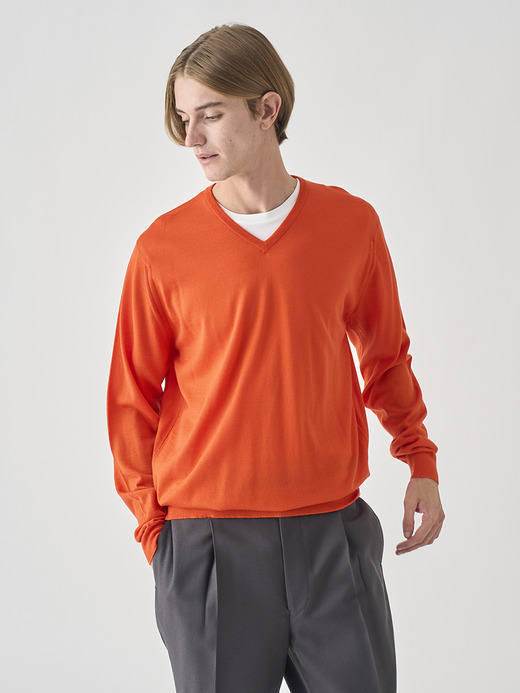 Ｖネック長袖ニットプルオーバー | PACKHAM | 30G MODERN FIT 詳細画像 HARDWICK ORANGE 3