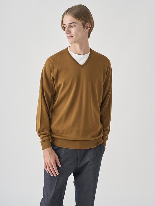 Ｖネック長袖ニットプルオーバー | PACKHAM | 30G MODERN FIT 詳細画像 KEATS BRONZE 3