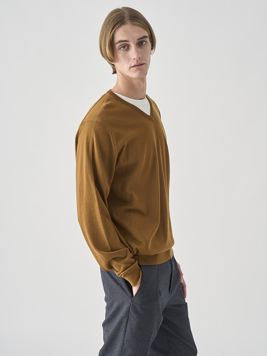 Ｖネック長袖ニットプルオーバー | PACKHAM | 30G MODERN FIT 詳細画像 KEATS BRONZE 6