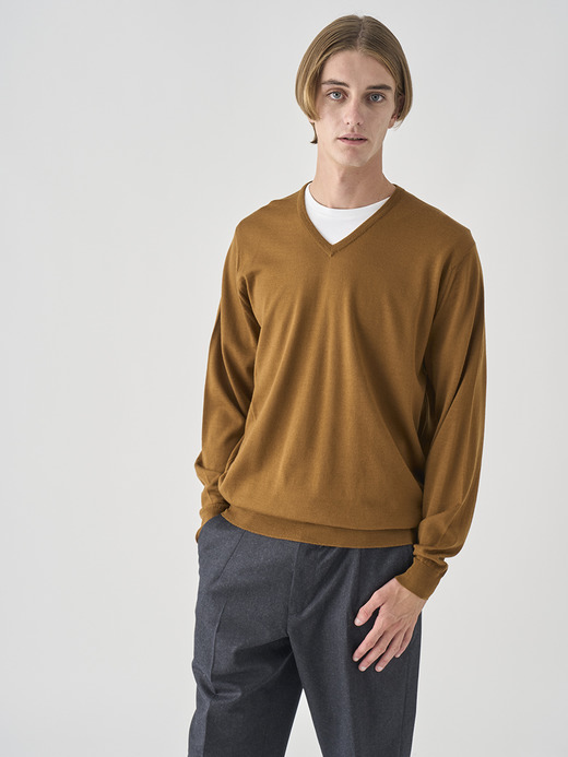 Ｖネック長袖ニットプルオーバー | PACKHAM | 30G MODERN FIT 詳細画像 KEATS BRONZE 7