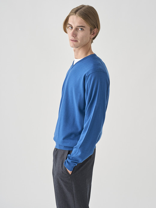 Ｖネック長袖ニットプルオーバー | PACKHAM | 30G MODERN FIT 詳細画像 MONTAGU BLUE 4