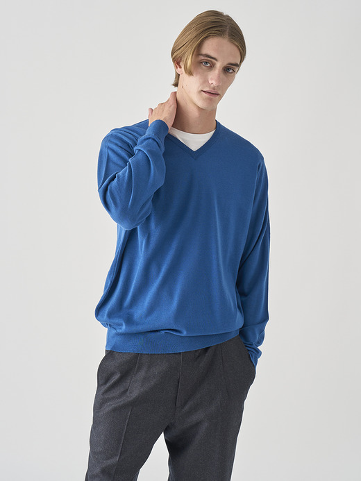 Ｖネック長袖ニットプルオーバー | PACKHAM | 30G MODERN FIT 詳細画像 MONTAGU BLUE 6