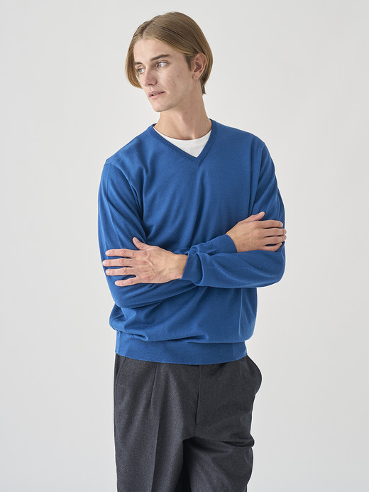 Ｖネック長袖ニットプルオーバー | PACKHAM | 30G MODERN FIT 詳細画像 MONTAGU BLUE 7