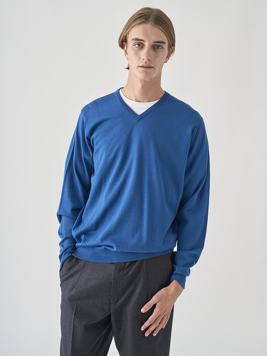 Ｖネック長袖ニットプルオーバー | PACKHAM | 30G MODERN FIT 詳細画像 MONTAGU BLUE 8