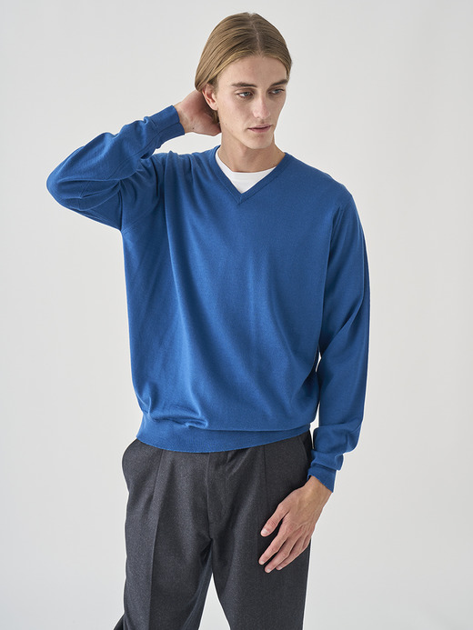 Ｖネック長袖ニットプルオーバー | PACKHAM | 30G MODERN FIT 詳細画像 MONTAGU BLUE 9