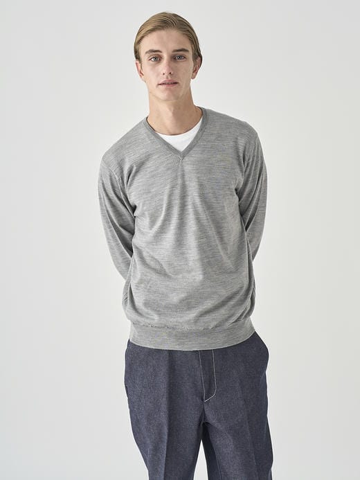 Ｖネック長袖ニットプルオーバー | PACKHAM | 30G MODERN FIT 詳細画像 SILVER 2