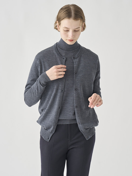 クルーネック長袖ニットカーディガン | PIPPA | 30G CONTEMPORARY FIT 詳細画像 CHARCOAL 6