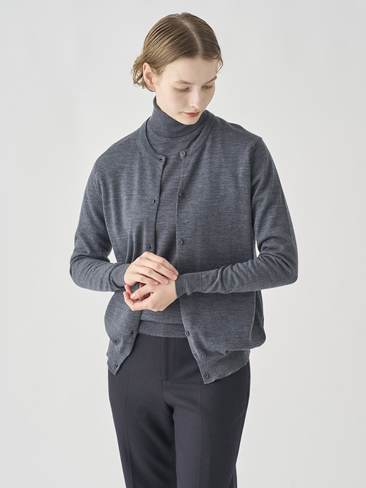 クルーネック長袖ニットカーディガン | PIPPA | 30G CONTEMPORARY FIT 詳細画像 CHARCOAL 7