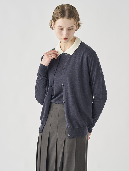 クルーネック長袖ニットカーディガン | PIPPA | 30G CONTEMPORARY FIT 詳細画像 HEPBURN SMOKE 1
