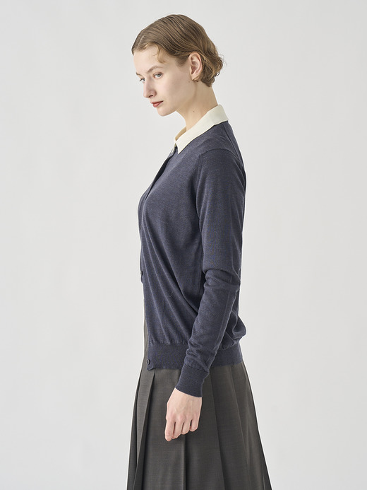 クルーネック長袖ニットカーディガン | PIPPA | 30G CONTEMPORARY FIT 詳細画像 HEPBURN SMOKE 4