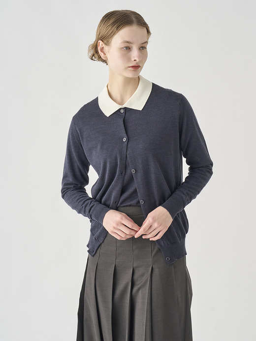 クルーネック長袖ニットカーディガン | PIPPA | 30G CONTEMPORARY FIT 詳細画像 HEPBURN SMOKE 5