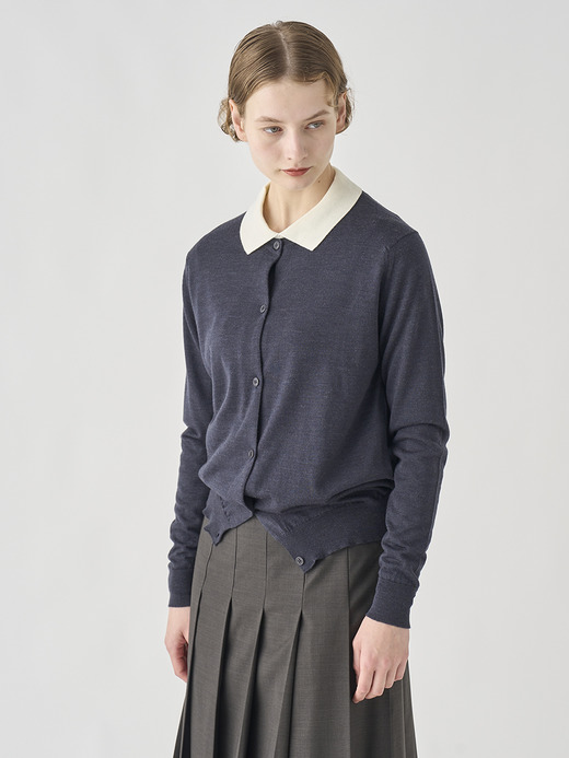 クルーネック長袖ニットカーディガン | PIPPA | 30G CONTEMPORARY FIT 詳細画像 HEPBURN SMOKE 6