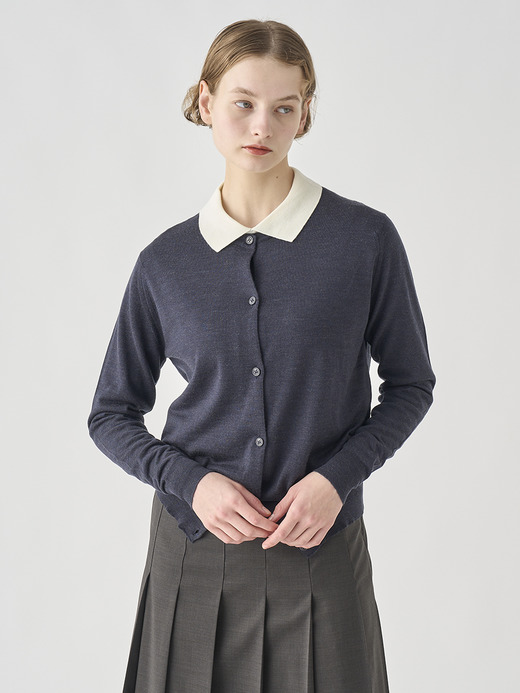 クルーネック長袖ニットカーディガン | PIPPA | 30G CONTEMPORARY FIT 詳細画像 HEPBURN SMOKE 7