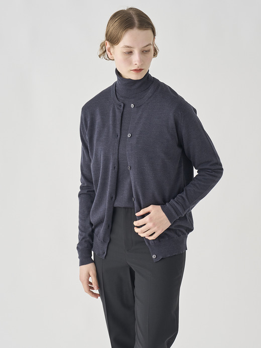 クルーネック長袖ニットカーディガン | PIPPA | 30G CONTEMPORARY FIT 詳細画像 HEPBURN SMOKE 8