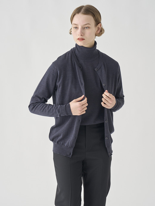 クルーネック長袖ニットカーディガン | PIPPA | 30G CONTEMPORARY FIT 詳細画像 HEPBURN SMOKE 9