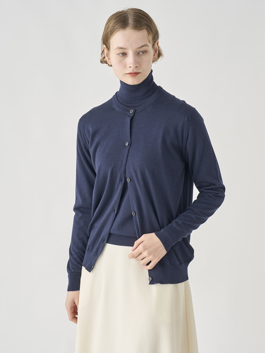 クルーネック長袖ニットカーディガン | PIPPA | 30G CONTEMPORARY FIT 詳細画像 MIDNIGHT 1