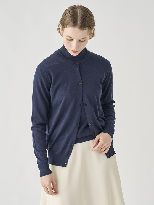 クルーネック長袖ニットカーディガン | PIPPA | 30G CONTEMPORARY FIT 詳細画像 MIDNIGHT 3
