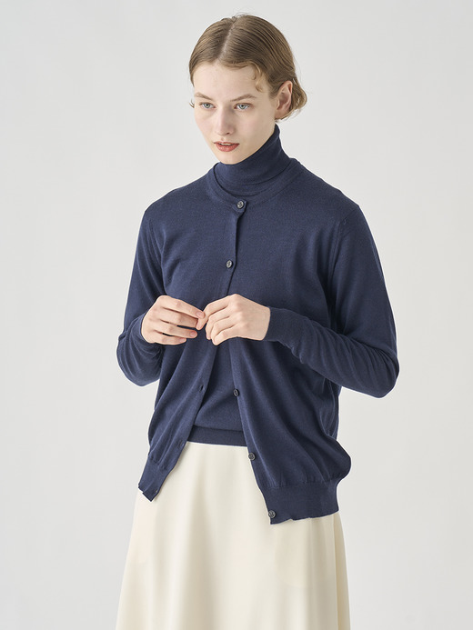 クルーネック長袖ニットカーディガン | PIPPA | 30G CONTEMPORARY FIT 詳細画像 MIDNIGHT 4