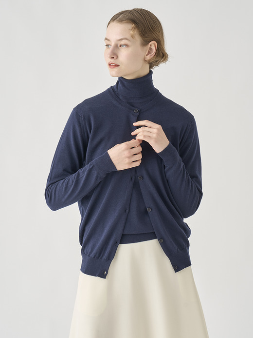 クルーネック長袖ニットカーディガン | PIPPA | 30G CONTEMPORARY FIT 詳細画像 MIDNIGHT 5