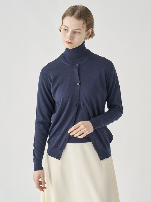 クルーネック長袖ニットカーディガン | PIPPA | 30G CONTEMPORARY FIT 詳細画像 MIDNIGHT 7