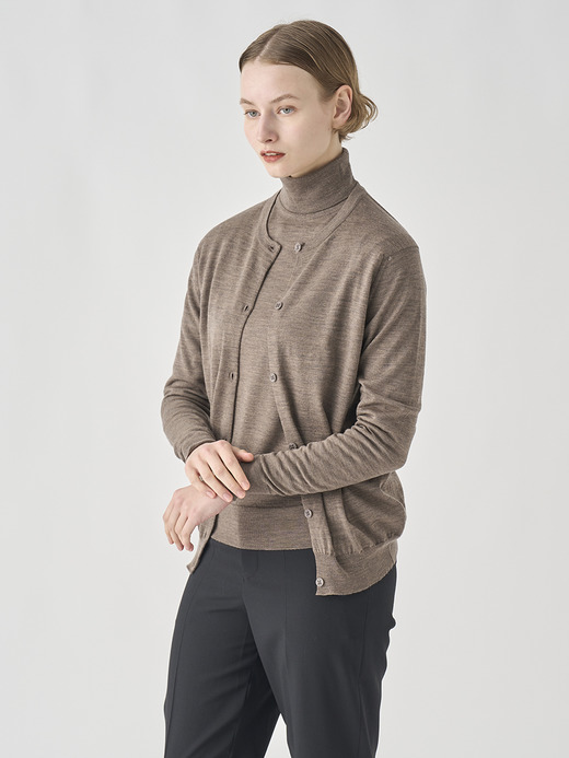 クルーネック長袖ニットカーディガン | PIPPA | 30G CONTEMPORARY FIT 詳細画像 MUSHROOM 1
