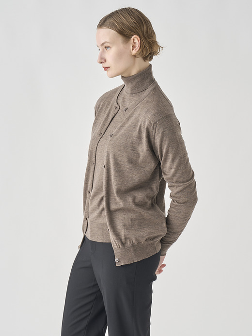 クルーネック長袖ニットカーディガン | PIPPA | 30G CONTEMPORARY FIT 詳細画像 MUSHROOM 4