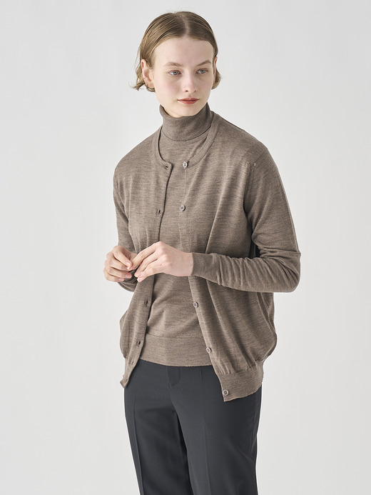 クルーネック長袖ニットカーディガン | PIPPA | 30G CONTEMPORARY FIT 詳細画像 MUSHROOM 5